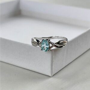 Aquamarine & Sterling Silver Ring, size 7